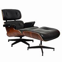 кресло eames style lounge chairчерное с коричневым в Оренбурге