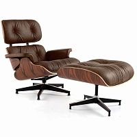 кресло eames style lounge chair & ottoman premium коричневое в Оренбурге