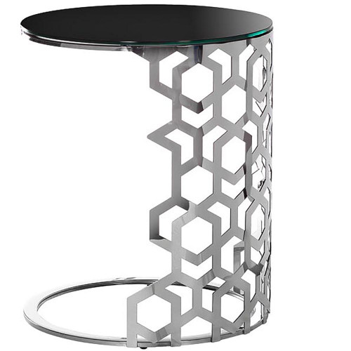 стол приставной silver circle 50x50х60 черный, серебро в Оренбурге