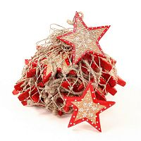 набор елочных украшений звезда деревянная с красным ободком christmas stars, 30 штук в Оренбурге