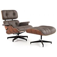 кресло eames style lounge chair кожа коричневое в Оренбурге