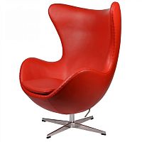 кресло arne jacobsen style egg chair кожа красное в Оренбурге