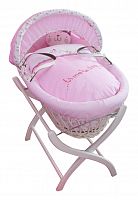 колыбель-переноска gift wicker moses basket белая, розовое белье в Оренбурге