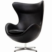 кресло с подлокотниками arne jacobsen style egg chair черное в Оренбурге