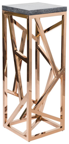 консоль geometric высокая 40x40x110 золото, серая столешница в Оренбурге