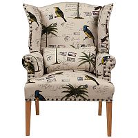 кресло мягкое с ушами quinn tufted armchair бежевое с рисунком в Оренбурге